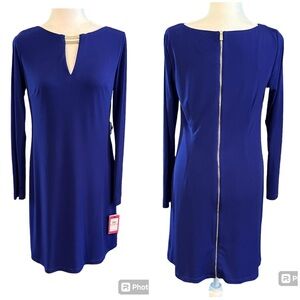 NWT Vince Camuto Long Sleeve Cobalt Blue Dress with Full Exposed Zipper …